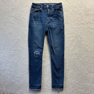 Gap Teen Jeans Girl Sz 14 Sky High‎ Skinny Ankle Distressed Denim